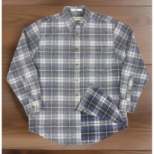 Vintage Orvis Corduroy Button Up Shirt Flannel Blue Plaid Multicolor Medium‎